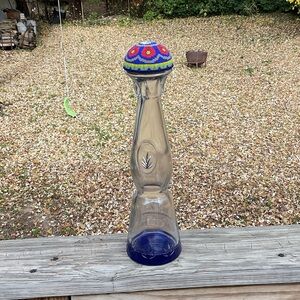 Decorative Blue and Multicolor Glass Bottle